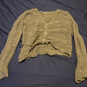 Green Knit Cropped Sweater